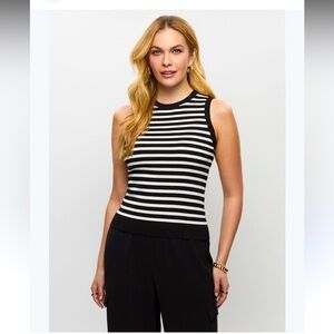Black and White Striped Sleeveless Top